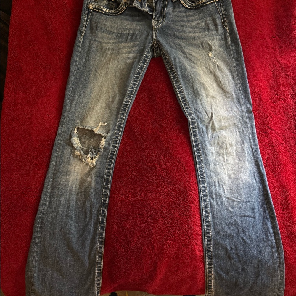 Miss Me Women's Boot Cut Jeans - Distressed Blue